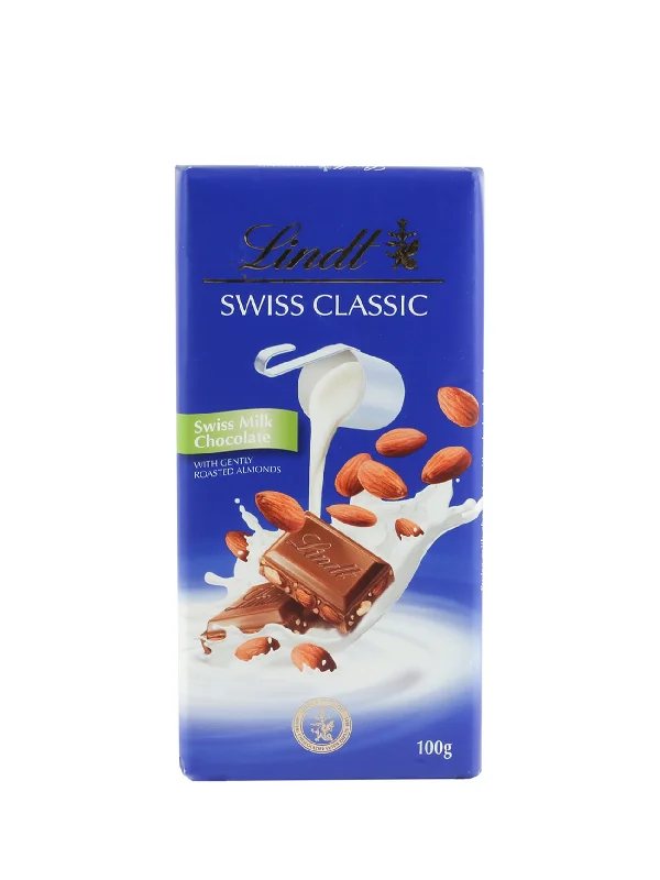 LINDT SWISS CLASSIC MILK ALMOND 100GM