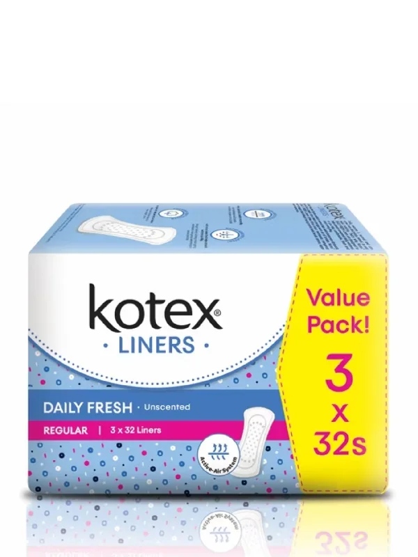 KOTEX DAILY FRESH LINER-UNSCENTED 3X32S