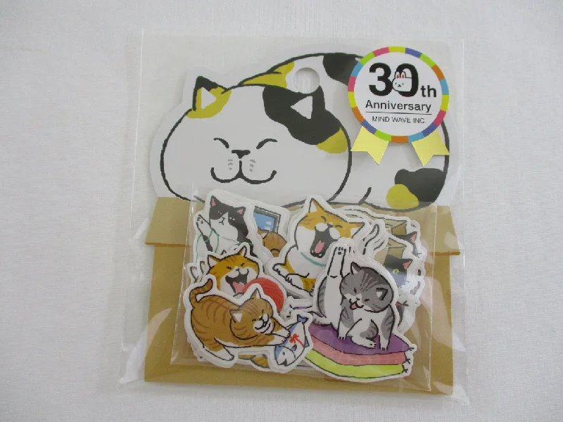 Cute Kawaii Mind Wave 30th Anniversary - Cat Flake Stickers Sack - for Journal Agenda Planner Scrapbooking Craft