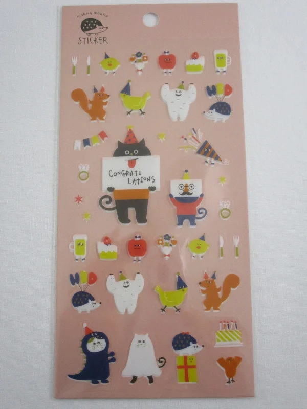 Cute Kawaii Decole Party Celebration Beer Greeting Birthday Food Costume Sticker Sheet - for Journal Planner Craft