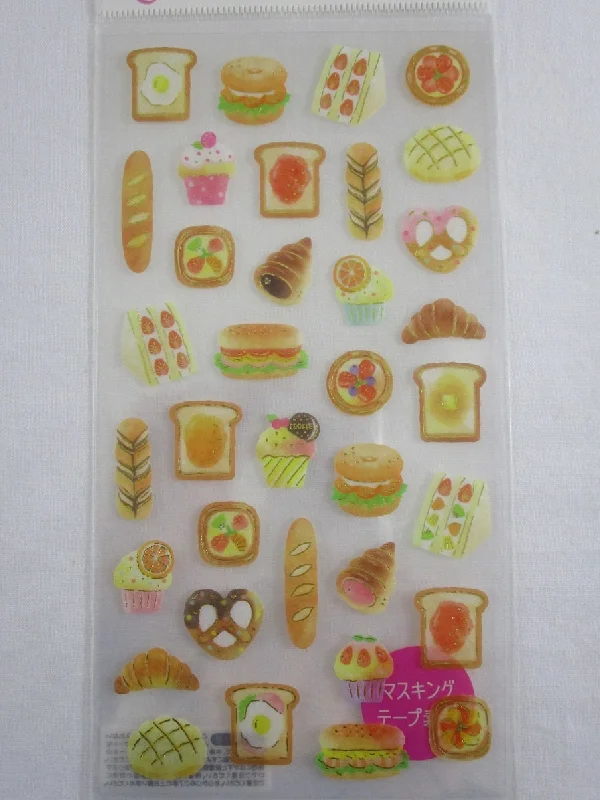 Cute Kawaii Mind Wave Cherie Couleur Bakery Bread Croissant Sandwich Pretzel Sticker Sheet - for Journal Planner Craft Organizer Calendar