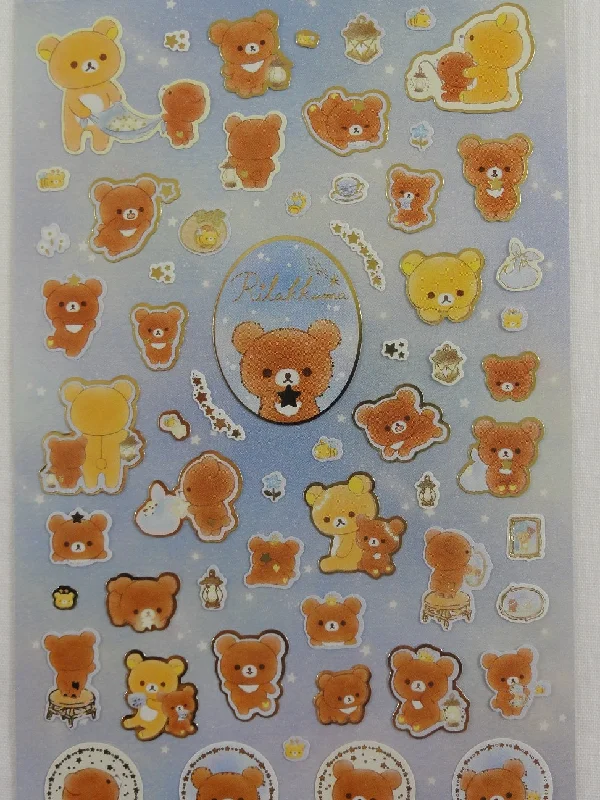 Cute Kawaii San-X Rilakkuma Bear Star Shower Sticker Sheet 2019 - A - for Planner Journal Scrapbook Craft