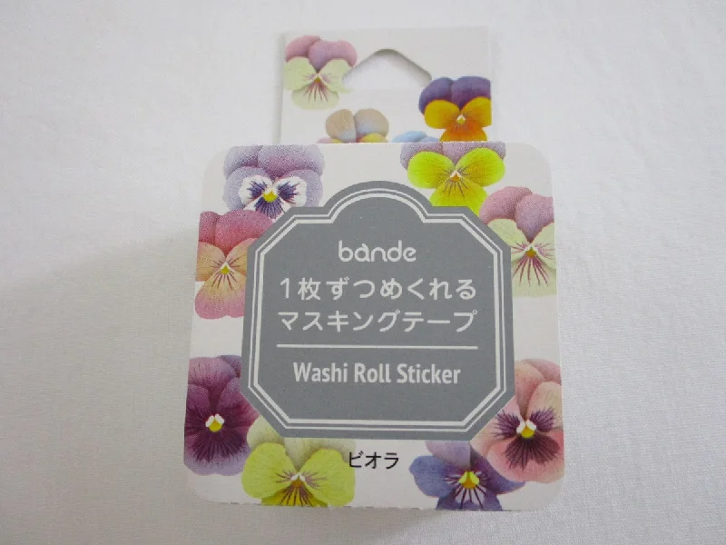 Cute Kawaii Bande Roll of 200 Stickers - Washi Tape Paper - Flowers Bouquet Garden Orchid - for Scrapbooking Journal Planner Craft