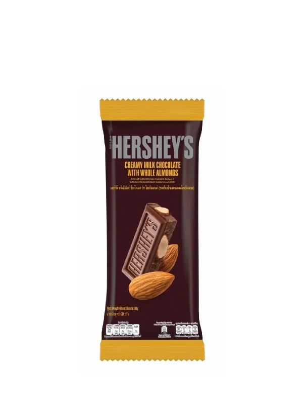 HERSHEY'S BAR CREAMY MILK CHOC WITH ALMONDS 90G