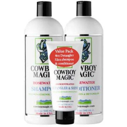 with the functions of decontamination, deodorization, and nourishment.Cowboy Magic Promo Pak 3 Shampoo, Cond wi/ free Detangler