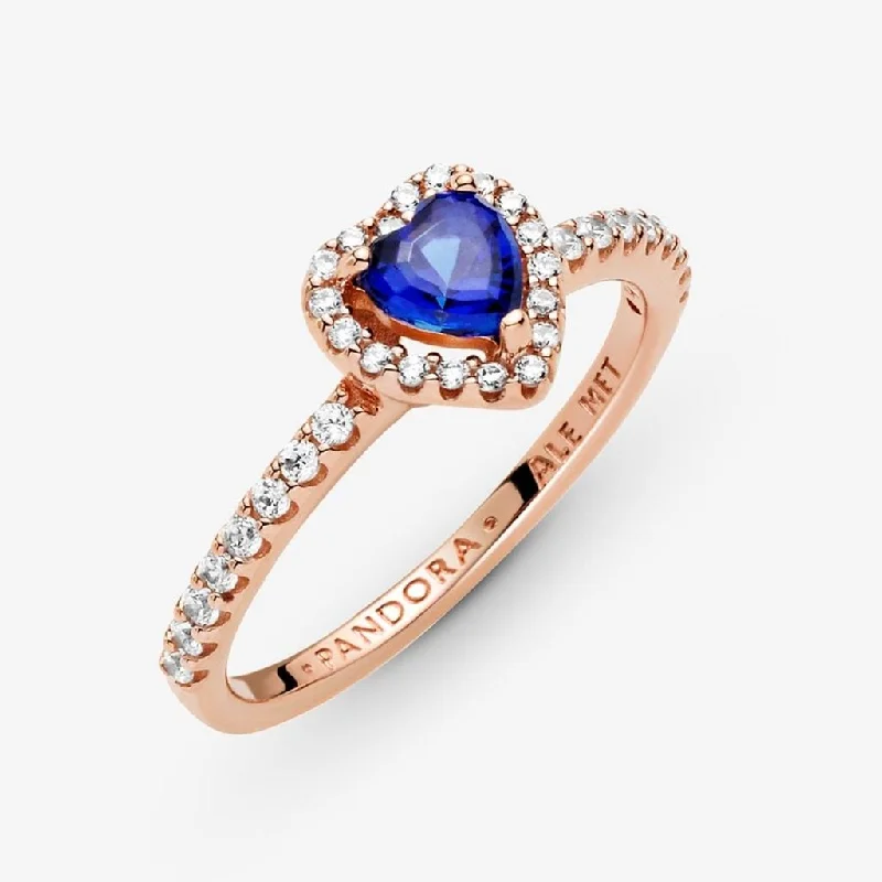 PANDORA : Sparkling Blue Elevated Heart Ring