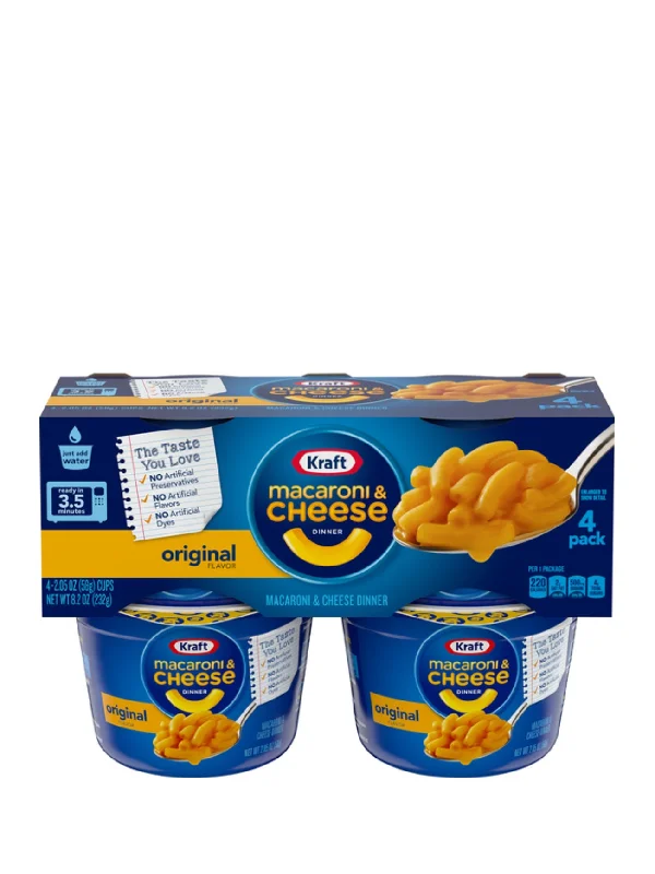 KRAFT MAC & CHEESE DINNER CUPS 4'S 8.2 OZ