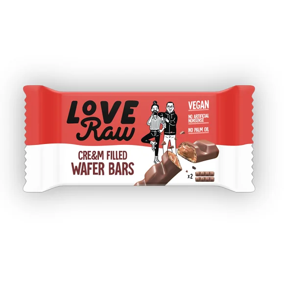 LoveRaw Vegan Cre&M Filled Wafer Bars 43g