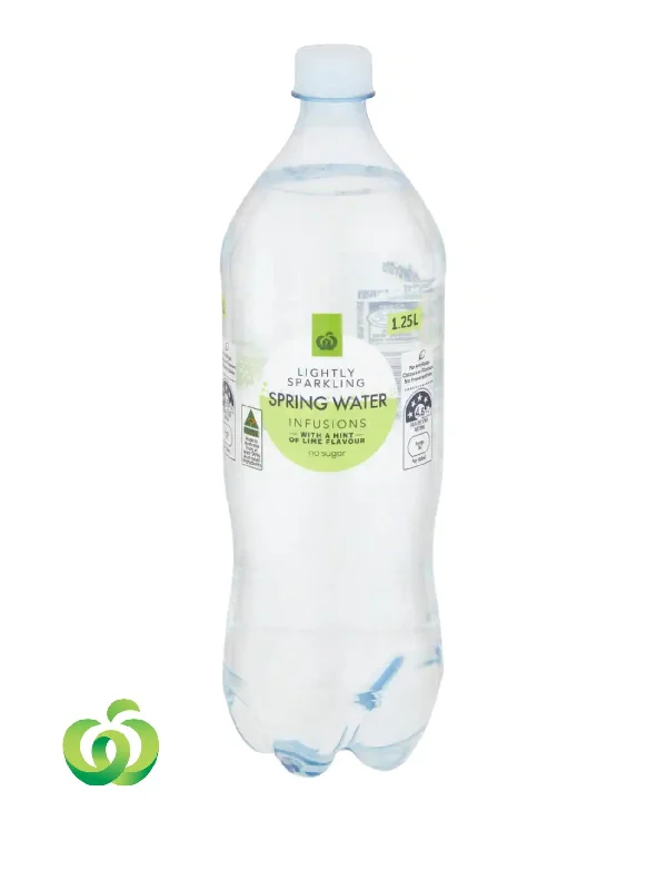 WOOLWORTHS LIGHTLY SPARKLING LIME WATER 1.25L