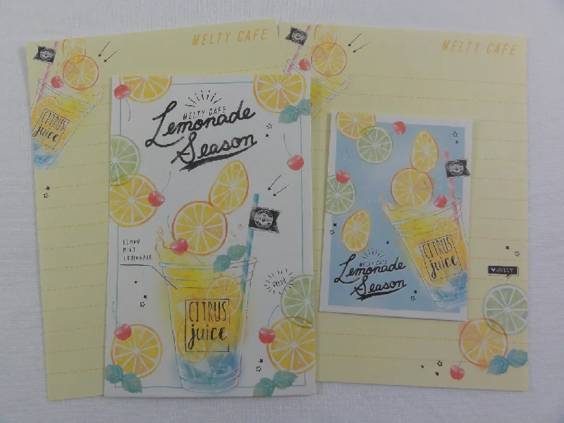 Cute Kawaii Crux Lemonade Season Juice Mini Letter Sets - Small Writing Note Envelope Set Stationery