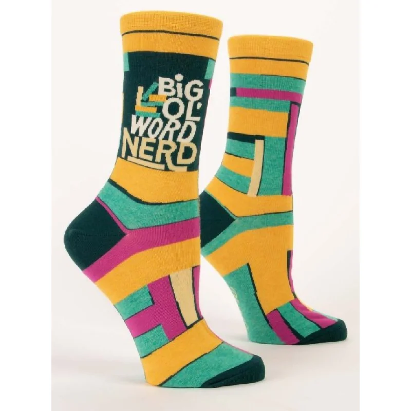 Blue Q : Women's Crew Socks - "Big Ol' Word Nerd"