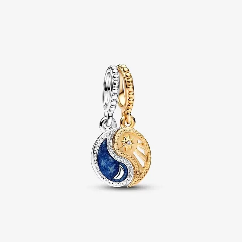 PANDORA : Two-tone Splittable Sun & Moon Dangle Charm