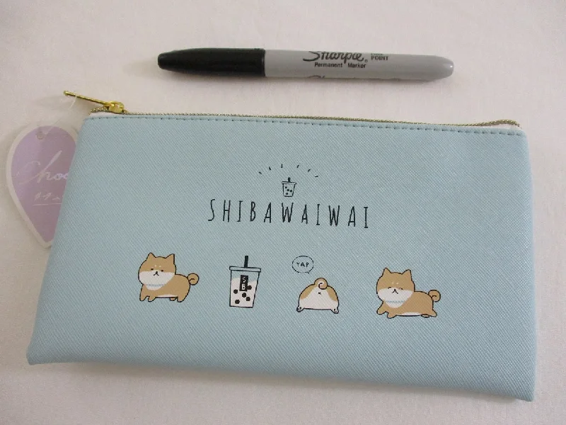 Cute Kawaii Q-Lia Dog Shiba Bubble Tea Pen Pencil Makeup Case Zip Pouch Wallet - Bag Accessories