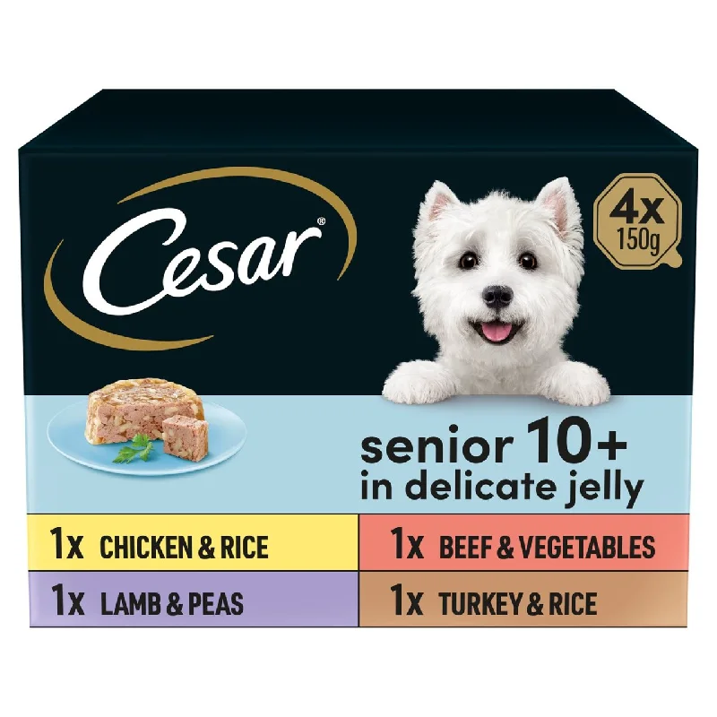  -High-fiber dog foodCesar Senior Wet Dog Food Trays Meat in Delicate Jelly 4 x 150g