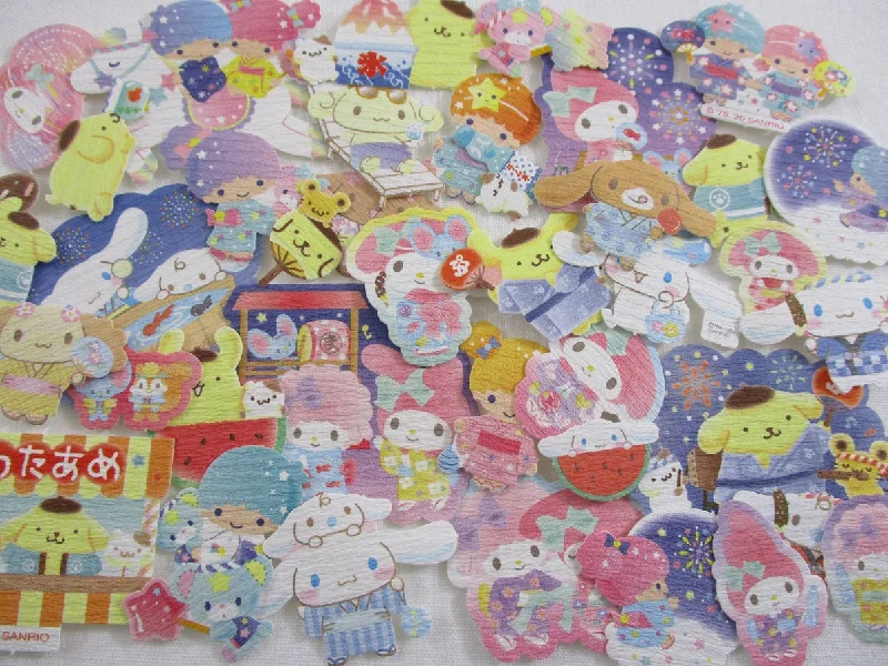 Cute Kawaii Sanrio Characters My Melody Little Twin Stars Cinnamoroll Purin Flake Sack Stickers - 40 pcs