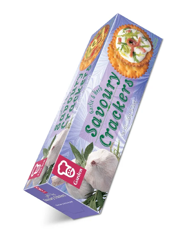 GARDEN SAVOURY CRACKERS-GARLIC&HERB 150GM