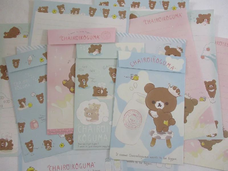 Cute Kawaii San-X Chairoikoguma Milk Rilakkuma Letter Sets - 2020 - Stationery Writing Paper Envelope