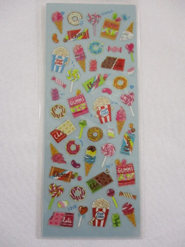 Cute Kawaii MW Chocolate Candy Gummy Bears Ice Cream Food Sticker Sheet - for Journal Planner Craft