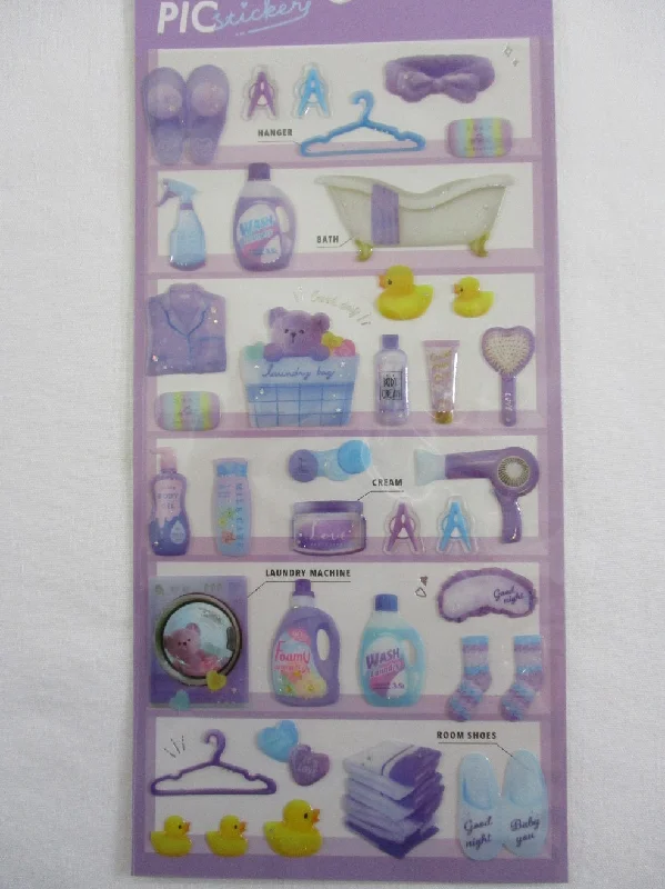 Cute Kawaii Crux Pick Me Sticker Sheet - Purple - Bath Clean Laundry Wash - for Journal Planner Craft