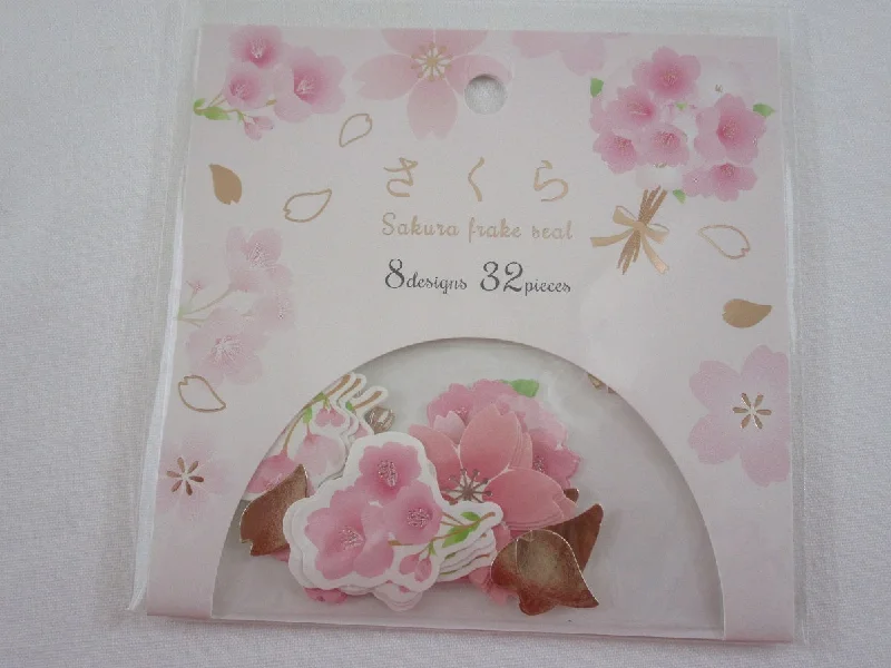 Flowers Sakura Cherry Blossom - Flake Stickers Sack Clothes-pin - Beautiful Garden Love Wedding Bouquet for Journal Agenda Planner Scrapbooking Craft