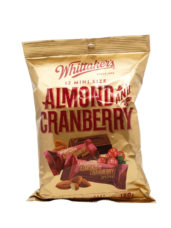 WHITTAKERS SHARE BAGS DARK ALMOND&CBERRY 180G