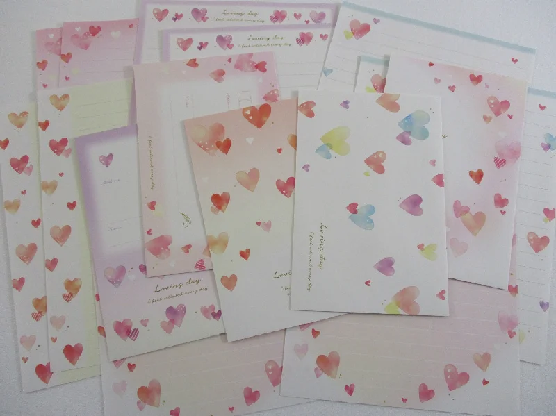 Cute Kawaii Kamio Loving Day Hearts Letter Sets Stationery