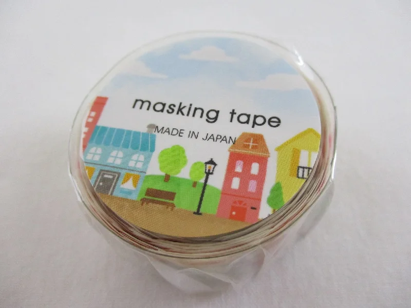 Cute Kawaii Mind Wave Washi / Masking Deco Tape - House Town City Home Street - for Scrapbooking Journal Planner Craft