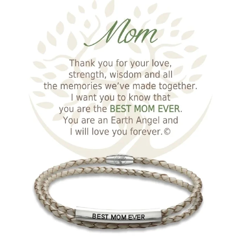 Earth Angel : Mom Champagne Leather Bracelet