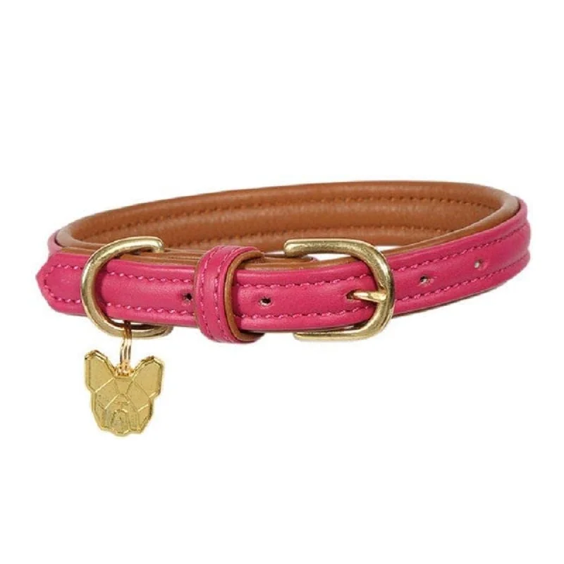 Digby & Fox Padded Leather Dog Collar - Pink/Tan