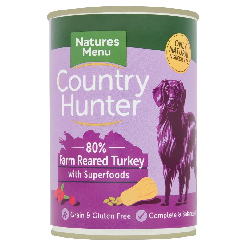 - Hypoallergenic dog foodCountry Hunter 80% Farm Reared Turkey with Superfoods Wet Dog Food 400g