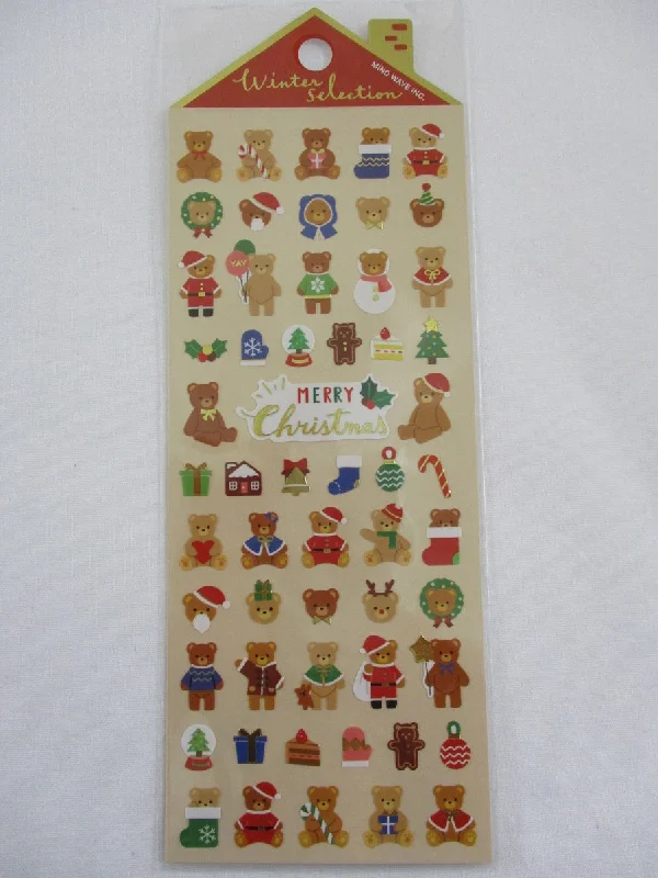 Cute Kawaii MW - Winter Collection - Christmas Bear Sticker Sheet - for Journal Planner Craft Scrapbook Organizer Calendar Notebook