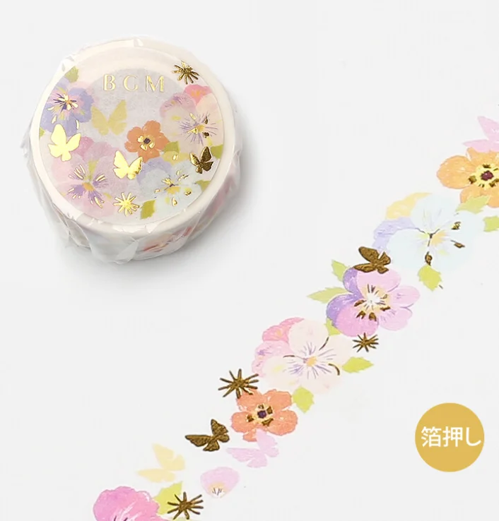 Cute Kawaii BGM Washi / Masking Deco Tape - Flower Blooms Spring Garden Wedding - for Scrapbooking Journal Planner Craft