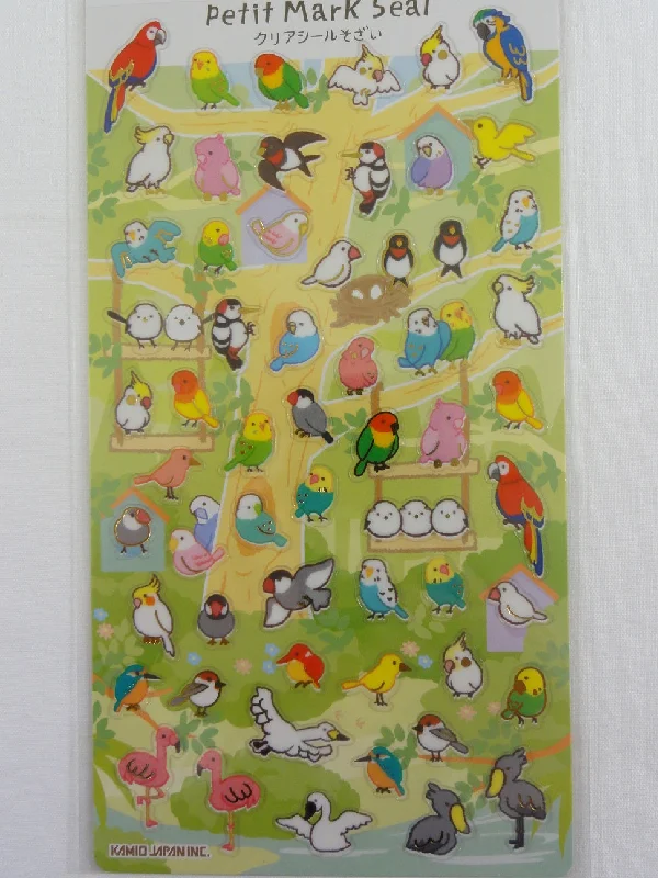 Cute Kawaii Kamio Birds Sticker Sheet - with Gold Accents - for Journal Planner Craft Agenda Organizer Scrapbook