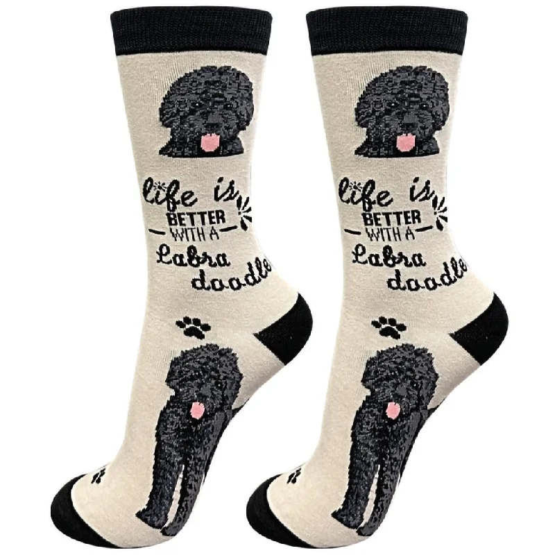 E & S Imports : Life Is Better With A Black Labradoodle Unisex Socks