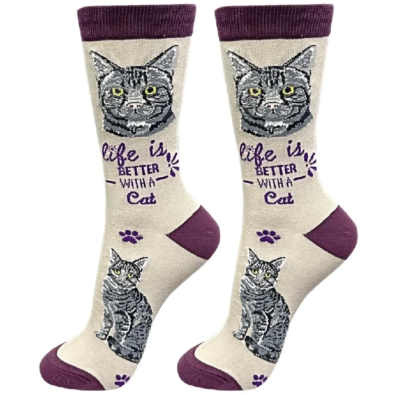 E & S Imports : Life Is Better With A Silver Tabby Cat Unisex Socks