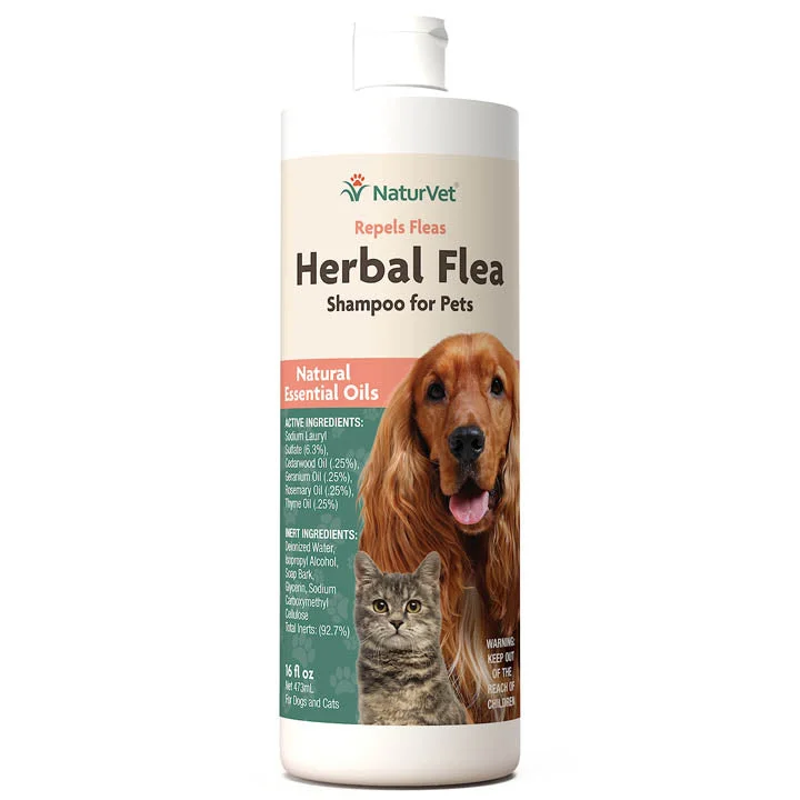 Pet shampoo: a shampoo specifically used to clean pet hair,NaturVet Herbal Flea & Tick Shampoo 16oz