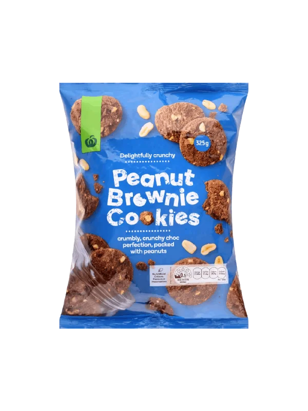 WOOLWORTHS PEANUT BROWNIE COOKIES 325G