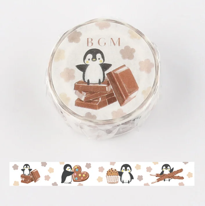 Cute Kawaii BGM Washi / Masking Deco Tape - Animal ♥ Food series - Chocolate Penguin - for Scrapbooking Journal Planner Craft