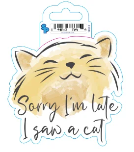 8. **Cat food bowl anti-overturning**Sticker - Large - Cat Sayings - Late Saw Cat