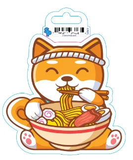 10. **Dog bathing brush massage**Sticker - Large - Gold Cat Ramen -