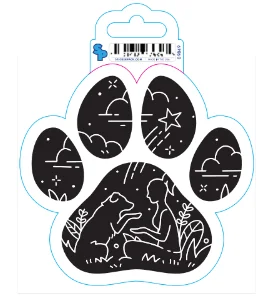 10. **Dog bathing brush massage**Sticker - Small - Dog Paw - Black and White Paw